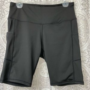 Black Biker Shorts with Pockets